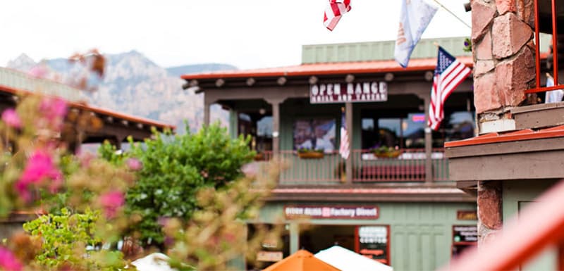 Домики на фоне гор.